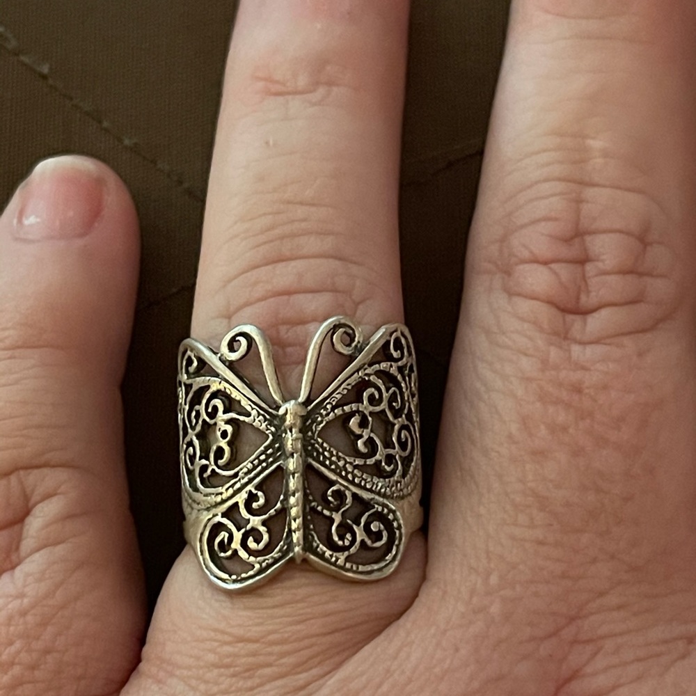 Sterling sliver(marked) butterfly ring size 8